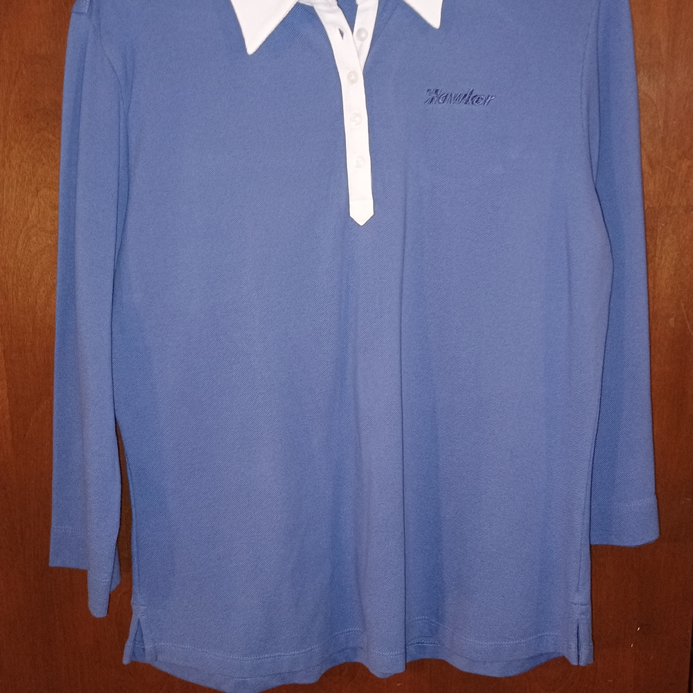 Blue Long Sleeve Shirt with White Collar